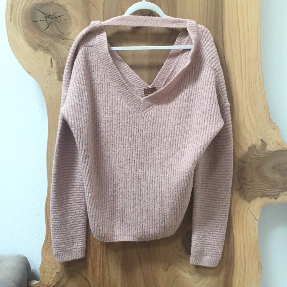Pink comfy V neck sweater